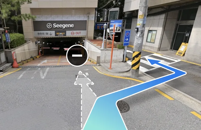 Guide to entering the building's underground parking lot