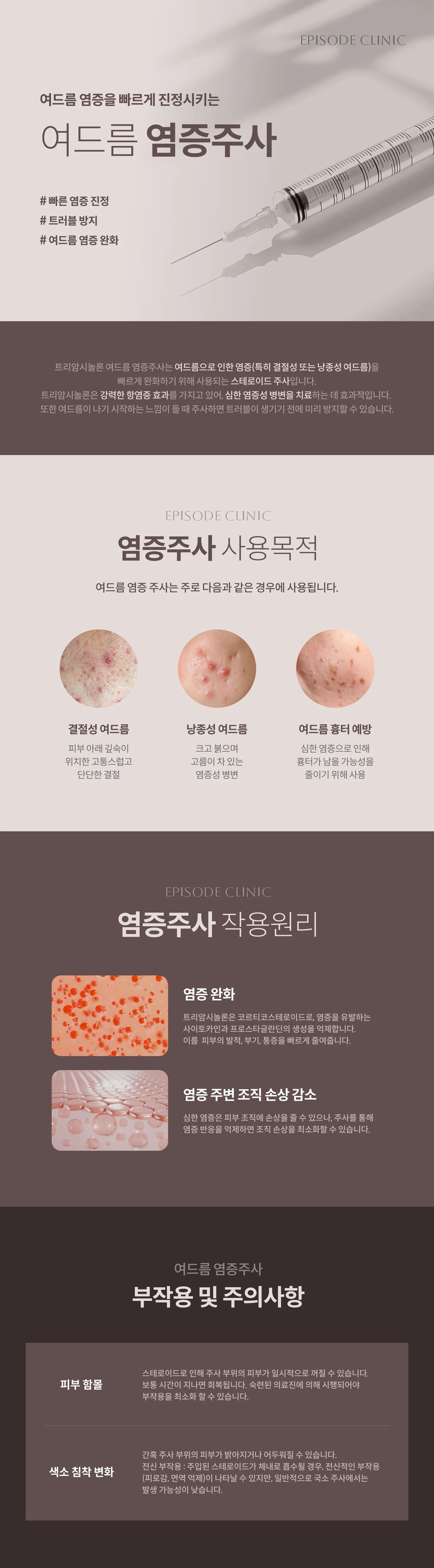Detailed Guide to Acne Inflammation Injections: Explanation of Triamcinolone Steroid Injection, Purpose of Use (Nodular Acne, Cystic Acne, Prevention of Acne Scars), Mechanism of Action, Side Effects and Precautions (Skin Depression, Pigmentation Changes)