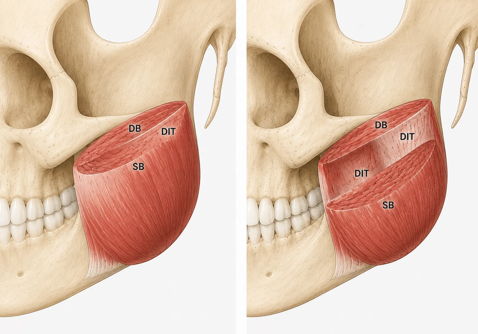 masseter muscle layered injection