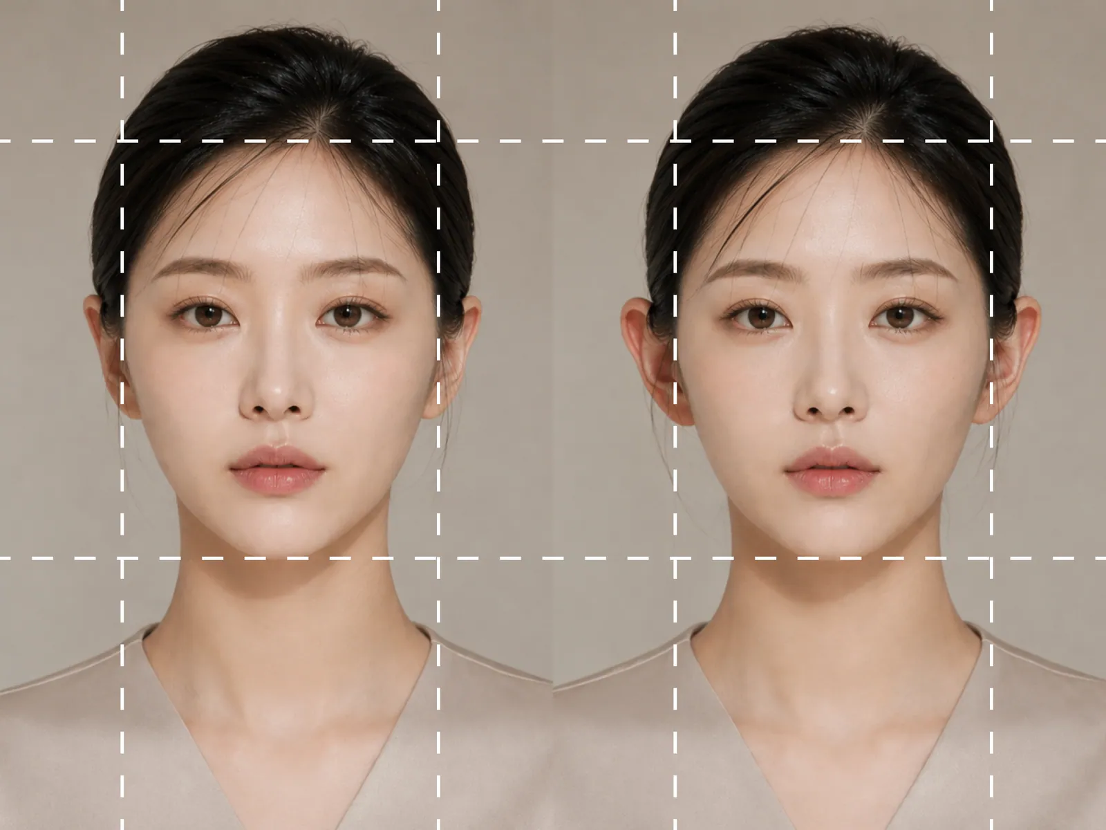Comparison showing that the left and right sides of the face are the same