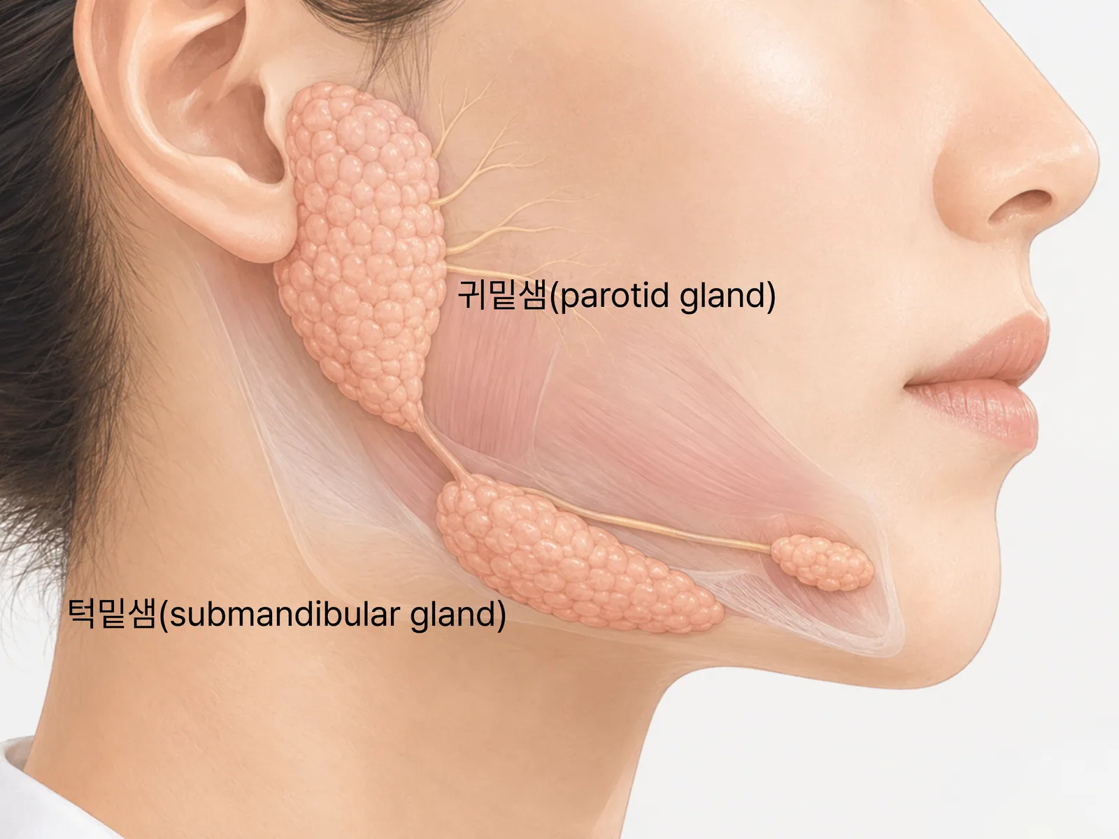Salivary gland Botox treatment sites — Parotid gland, submandibular gland