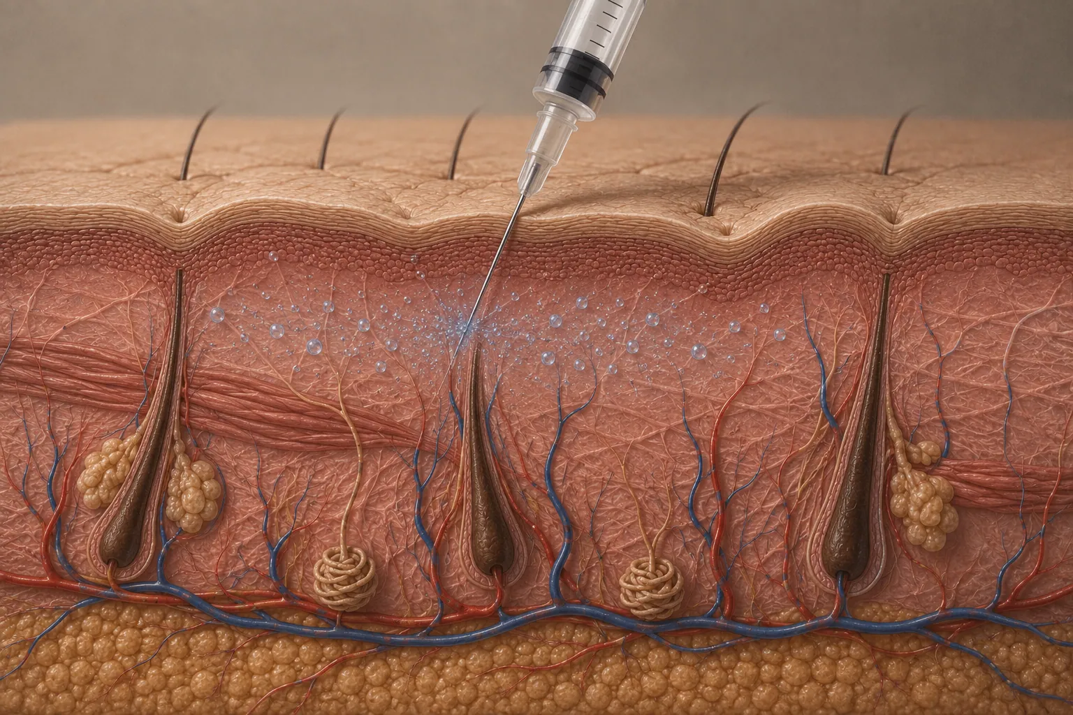 Multidimensional action in the shallow layer of the skin
