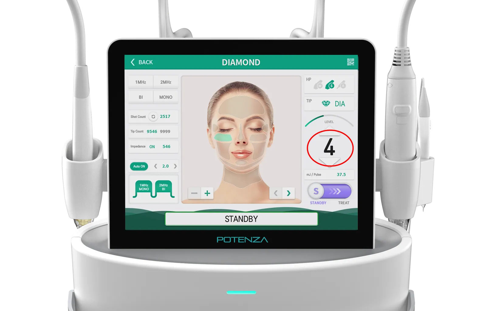 Energy control during the treatment