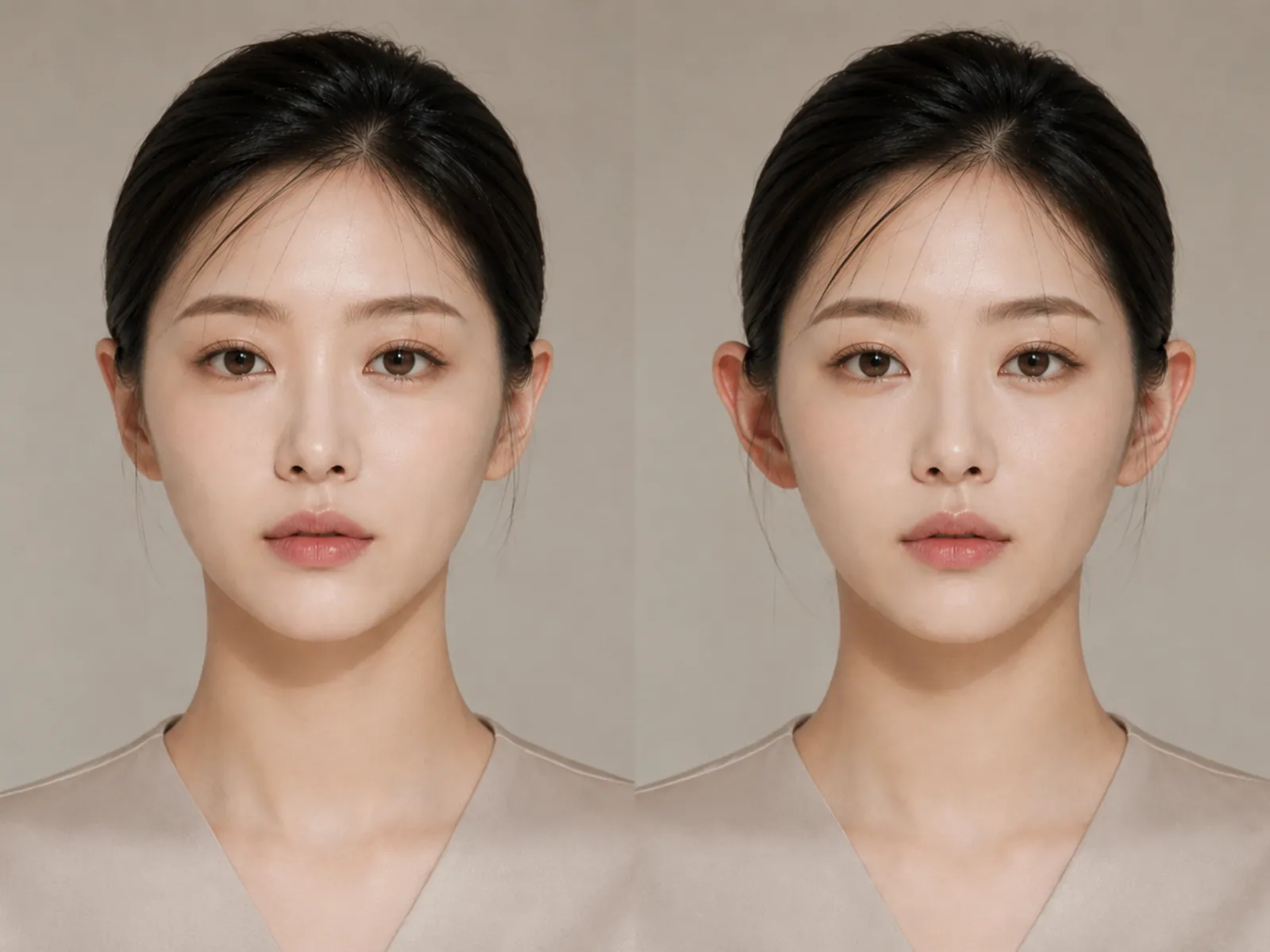 Comparison of how face width appears different depending on ear angle